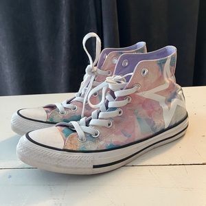 Pink Blue Tie Dye Watercolor Hi Top Converse